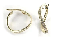 10K Yellow Gold Twisted C.Z Earrings