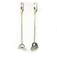 10K Yellow & White Gold Heart Dangle Earrings