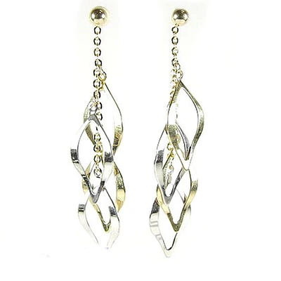 10K Yellow & White Gold Dangle Earrings