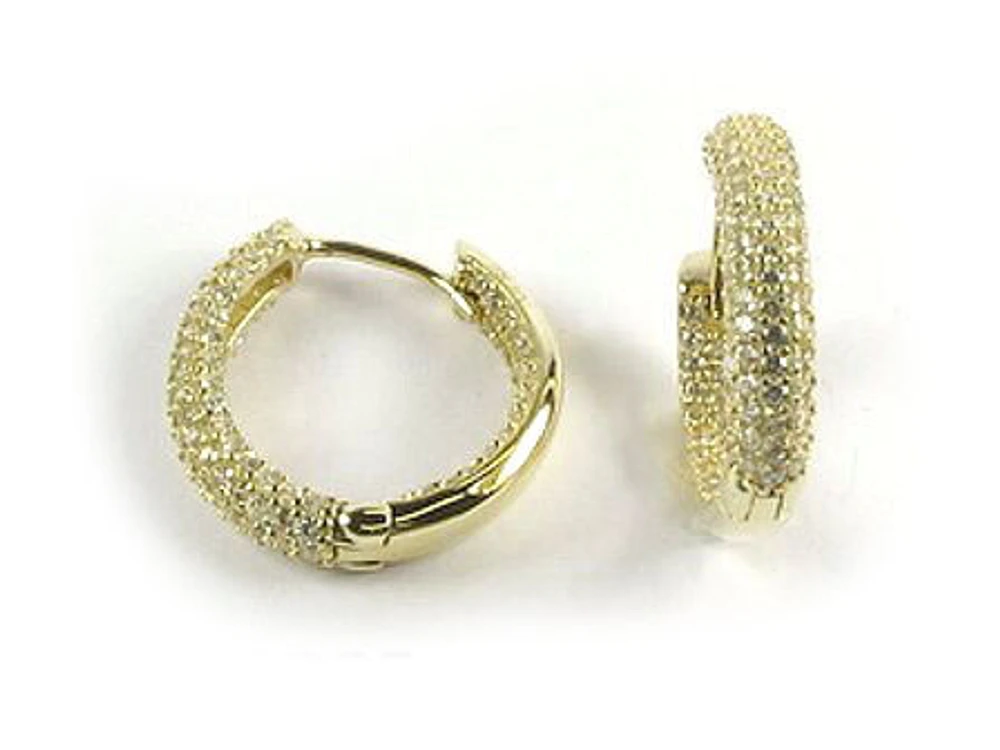 10K Yellow Gold Hoop C.Z Earrings