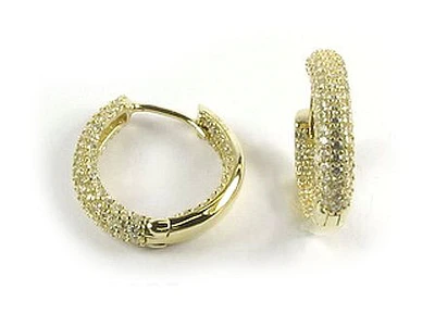 10K Yellow Gold Hoop C.Z Earrings