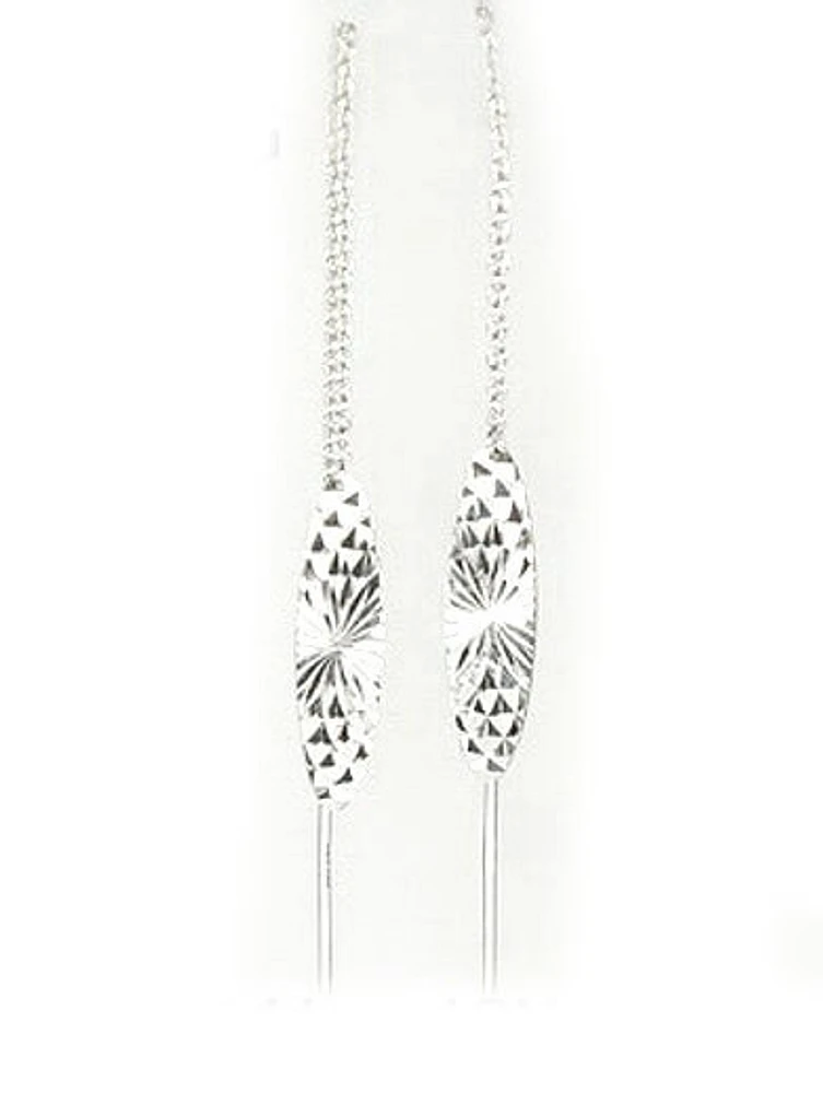 10K White Gold Shimmer Cut Dangle Earrings