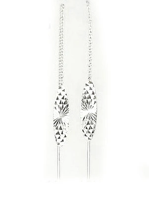 10K White Gold Shimmer Cut Dangle Earrings