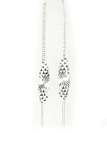 10K White Gold Shimmer Cut Dangle Earrings