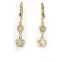 10K Yellow Gold Flower Dangle Earrings