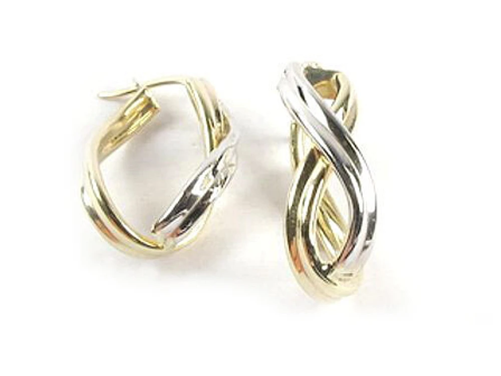 10K 2 Tone Hoop Earrings