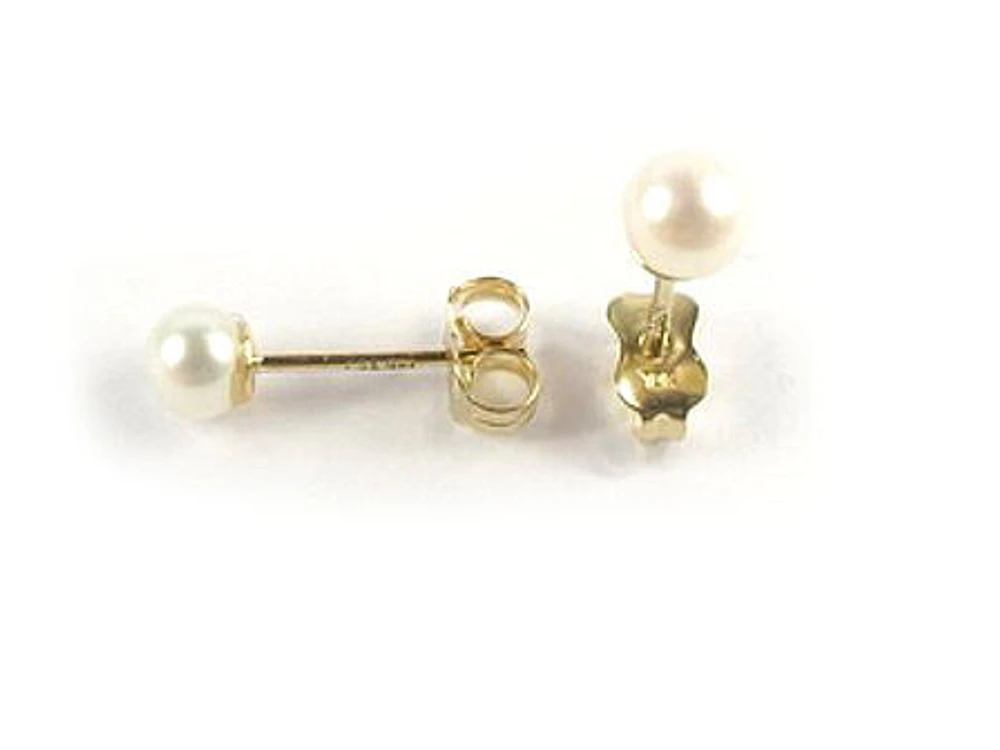 10K Yellow Gold Pearl Ball Stud Earrings