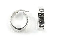 10K White Gold Shimmer Cut Hoop Earrings