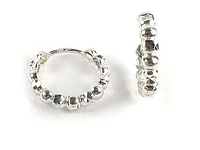 10K White Gold Beaded Hoop Children's Earrings