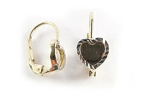 10K Yellow Gold Heart Colored Stone Lever Back Earrings