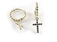 10K Yellow Gold Beaded Cross Children's Earrings