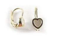 10K Yellow Gold Heart Enamel Children's Earrings