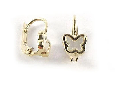 10K Yellow Gold Butterfly Enamel Children's Earrings