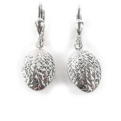 10K White Gold Shimmer Cut Locket Dangle Earrings