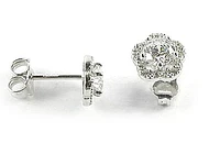 10K White Gold Flower C.Z Stud Earrings