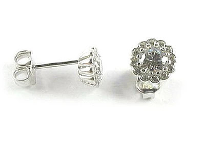 10K Gold C.Z Pattern Stud Earrings