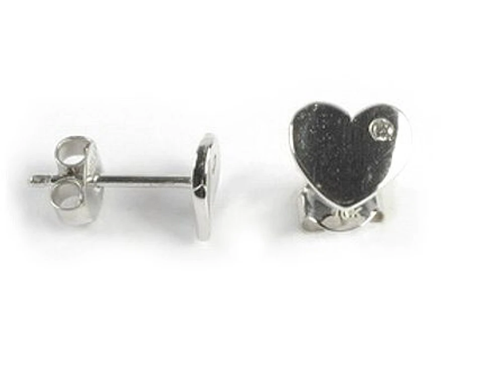 10K White Gold Polished Heart Stud Earrings
