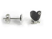 10K White Gold Polished Heart Stud Earrings
