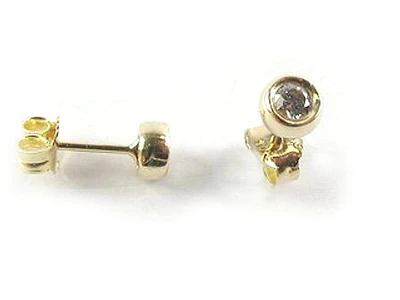 10K Yellow Gold Round C.Z Stud Earrings