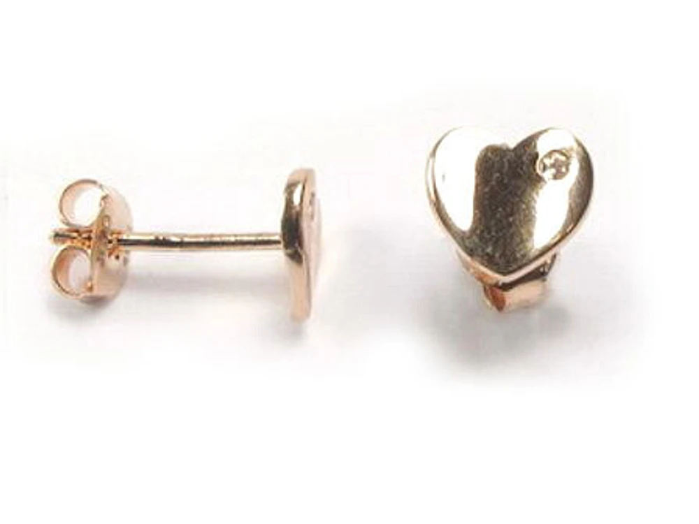 10K Rose Gold Polished Heart Stud Earrings