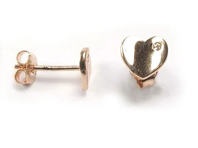 10K Rose Gold Polished Heart Stud Earrings