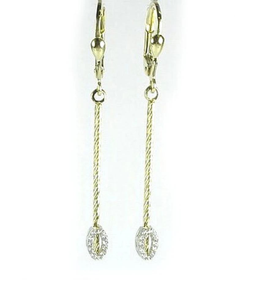 10K Yellow Gold White Gold C.Z Dangle Earrings