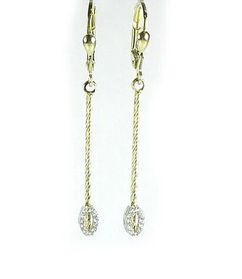 10K Yellow Gold White Gold C.Z Dangle Earrings