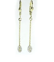 10K Yellow Gold White Gold C.Z Dangle Earrings