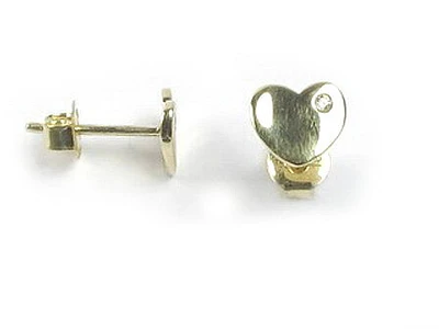 10K Gold Polished Heart Stud Earrings