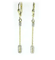 10K Yellow & White Gold C.Z Dangle Earrings