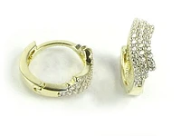 10K Yellow Gold C.Z Layered Huggy Earrings