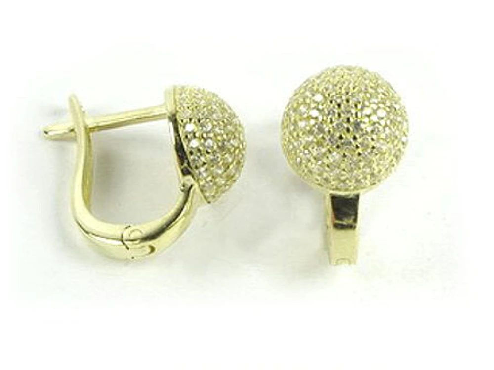 10K Yellow Gold C.Z Dome Earrings