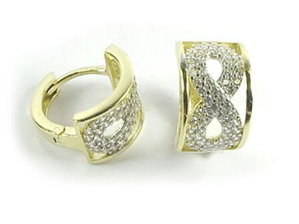 10K Yellow Gold C.Z Infinity Loop Earrings