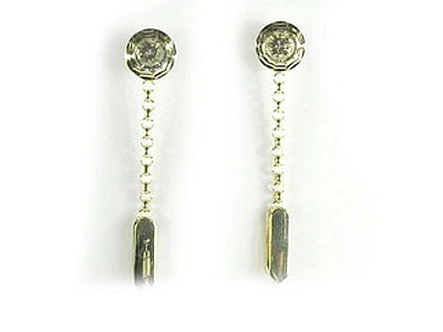 10K Yellow Gold C.Z Polished Dangle Earrings