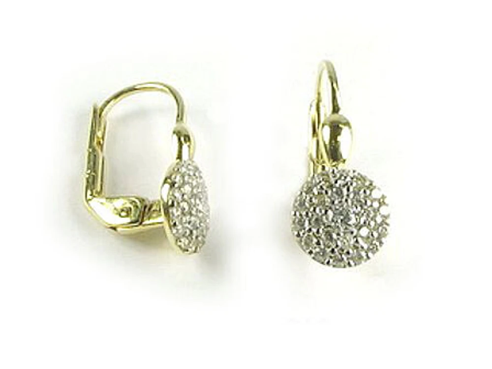 10K Gold C.Z Cluster Lever Earrings