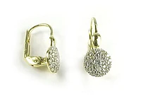 10K Gold C.Z Cluster Lever Earrings