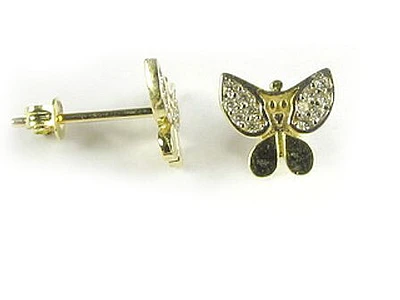10K Yellow Gold Butterfly C.Z Stud Earrings