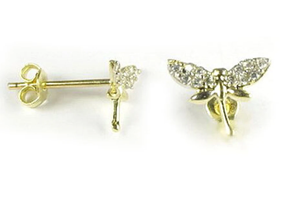 10K Gold C.Z Butterfly Stud Earrings