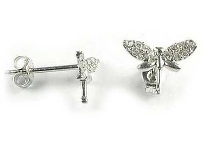 10K Gold Butterfly C.Z Stud Earrings