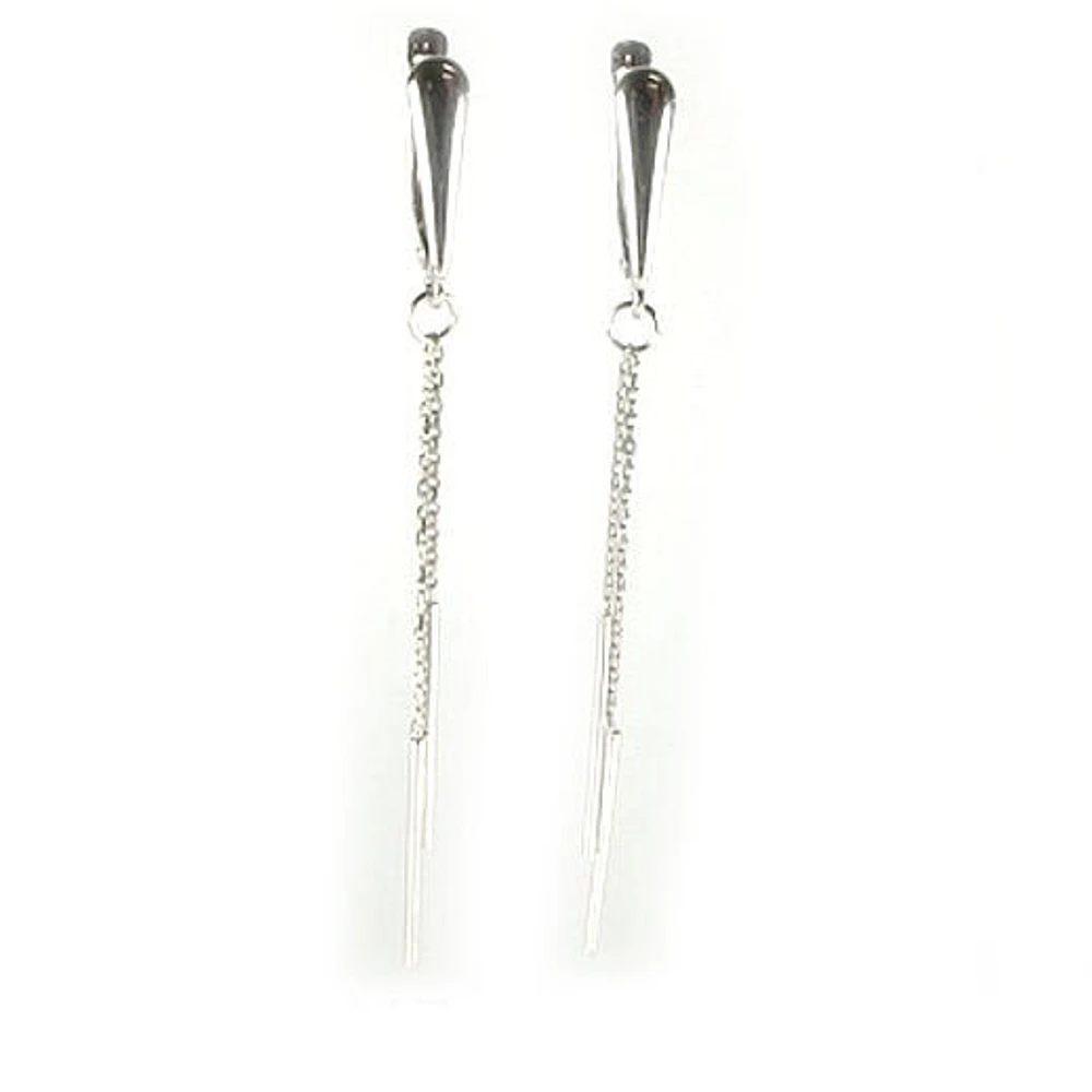 10K White Gold Polished Dangle Earrings