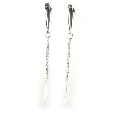 10K White Gold Polished Dangle Earrings