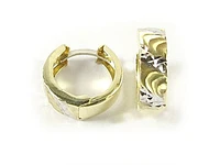 10K Yellow Gold & White Gold Shimmer Cut Huggy Earrings