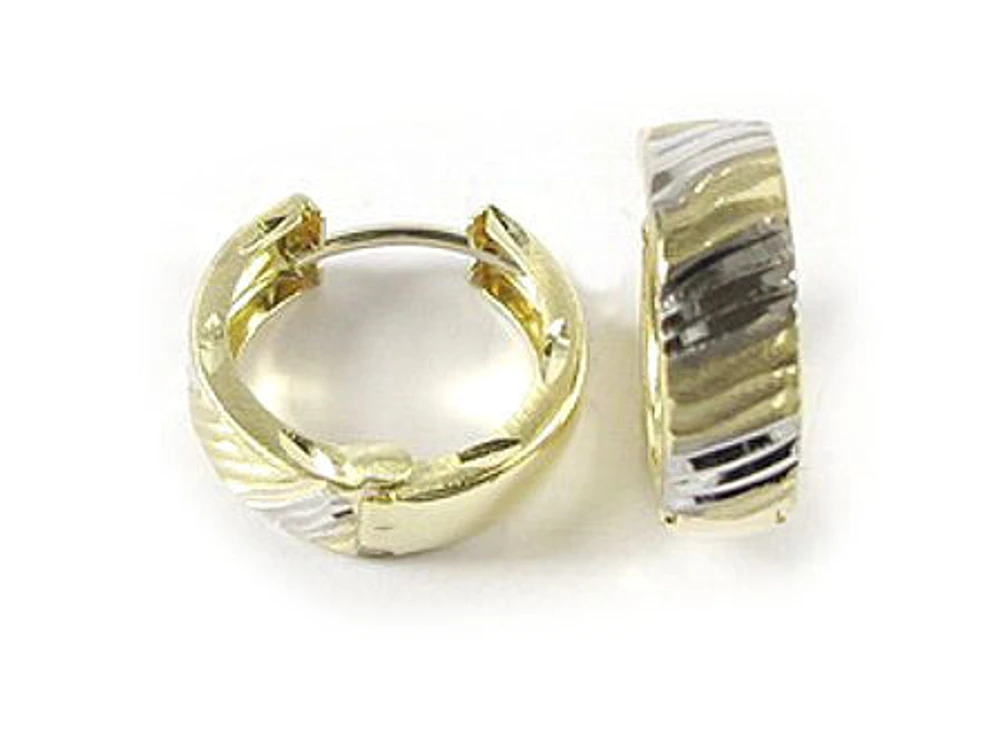 10K Yellow & Gold Shimmer Cut Huggy Earrings