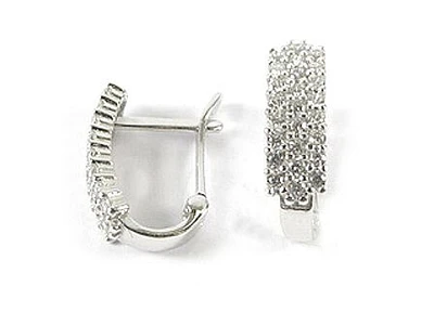 10K White Gold C.Z Cluster Lever Earrings