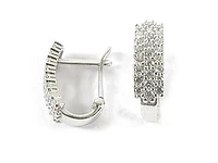 10K White Gold C.Z Cluster Lever Earrings