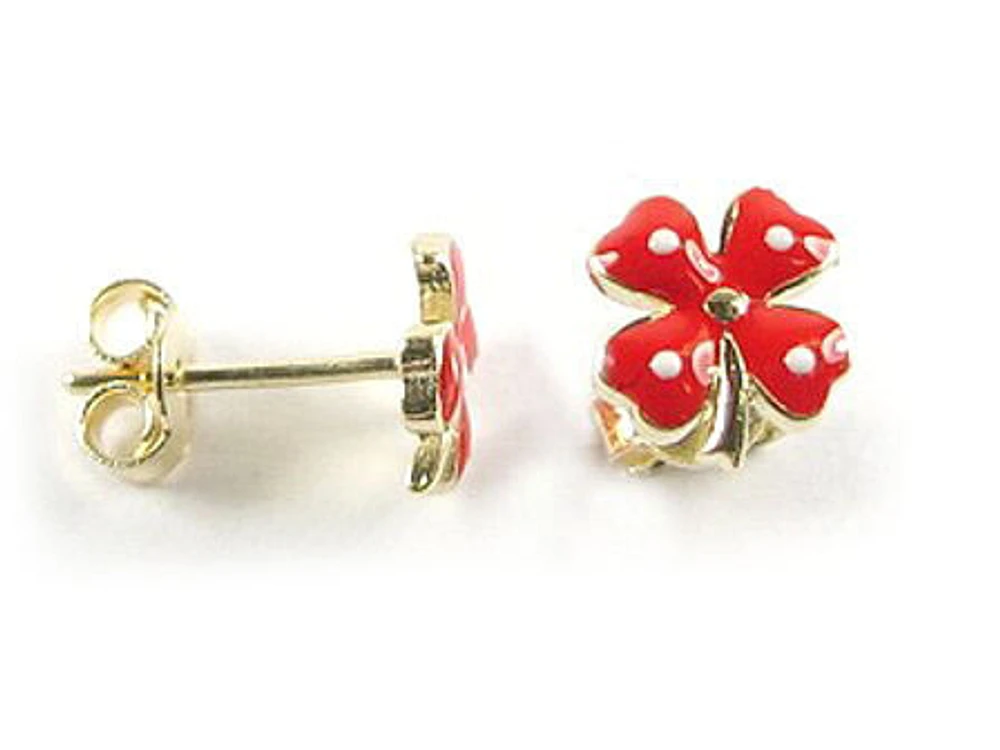 10K Yellow Gold Enamel Stud Earrings