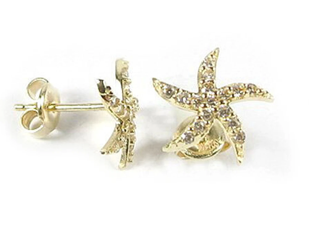 10K Gold C.Z Star Stud Earrings