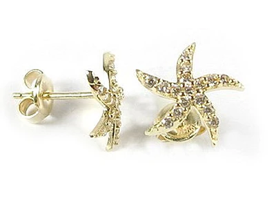 10K Gold C.Z Star Stud Earrings