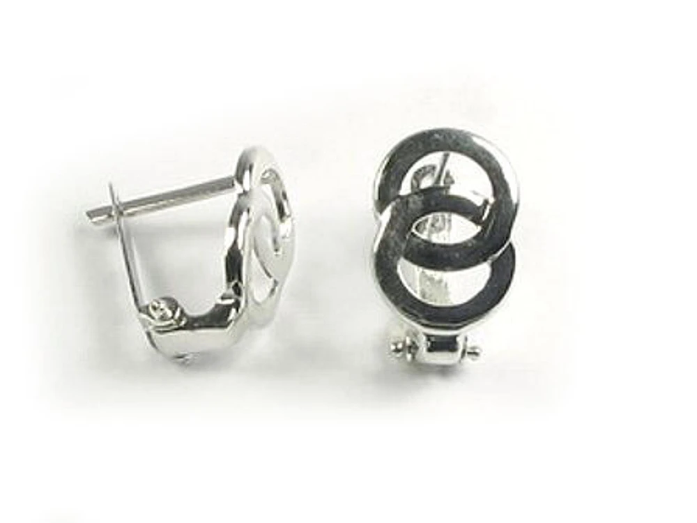 10K White Gold Circle Lever Back Earrings