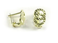 10K Yellow Gold Circle Shimmer Cut Lever Back Earrings